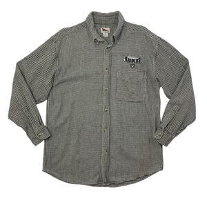 Vintage Oakland Raiders Shirt Mens M Cotton Pro Elite Houndstooth Button Down